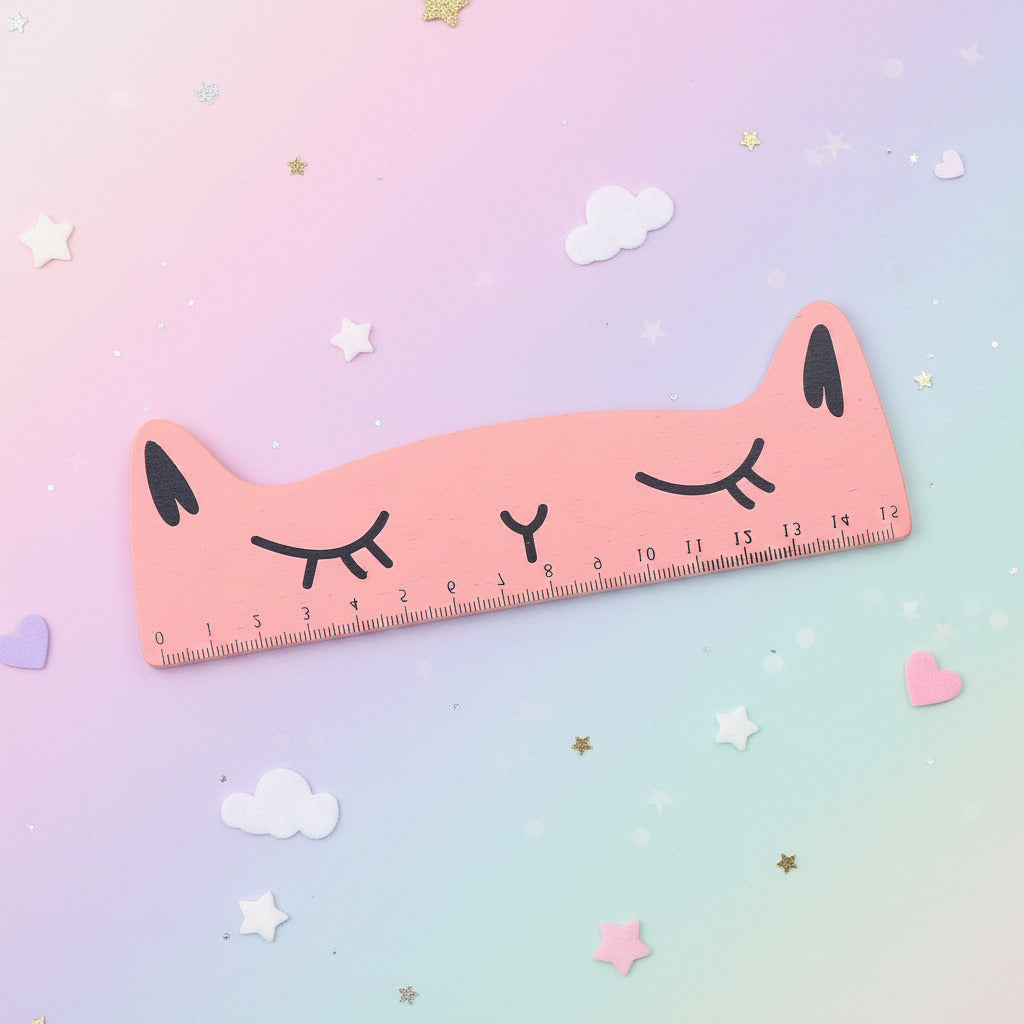 A black cat-shaped ruler with dimensions labeled as 13cm tall and 2.5cm wide, shown on a plain white background.