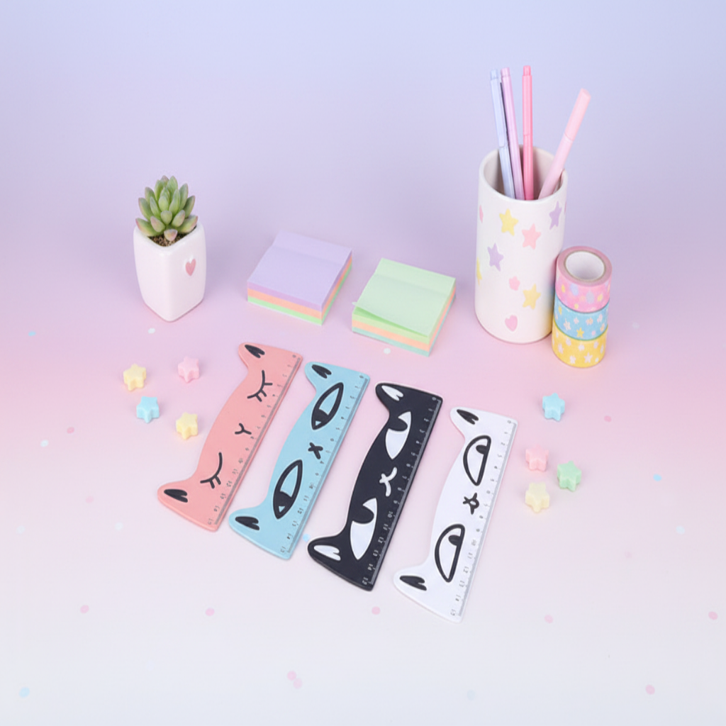 Kawaii 15cm candy color animal ruler with adorable cartoon design in pastel colors for cute school supplies and aesthetic stationery.