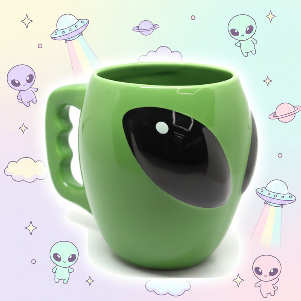 Green mug with a black interior on a pastel  background