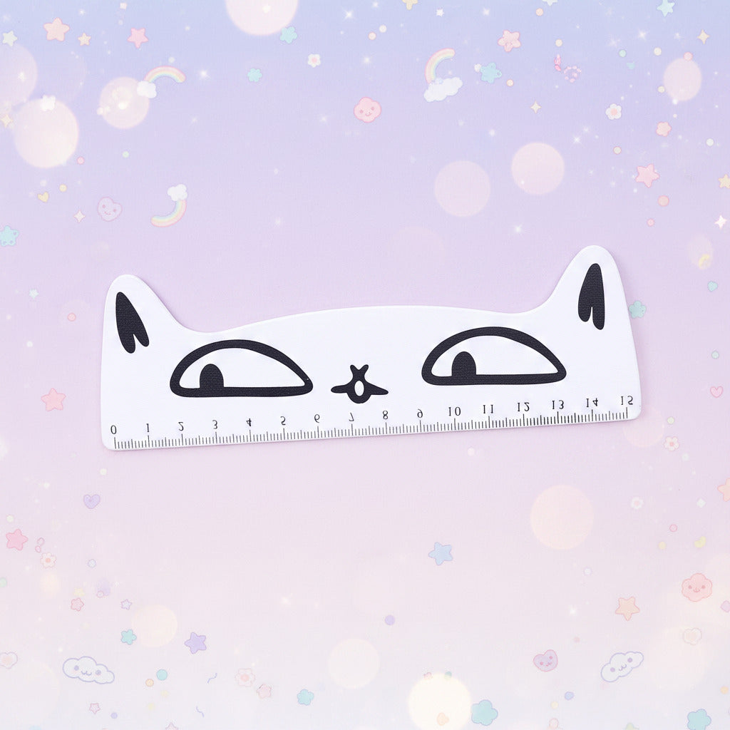 A black cat-shaped ruler with dimensions labeled as 13cm tall and 2.5cm wide, shown on a plain white background.