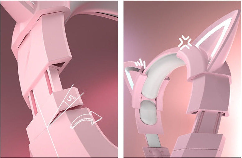 Close-up of a pink and gray helmet with cat ears on a gradient background
