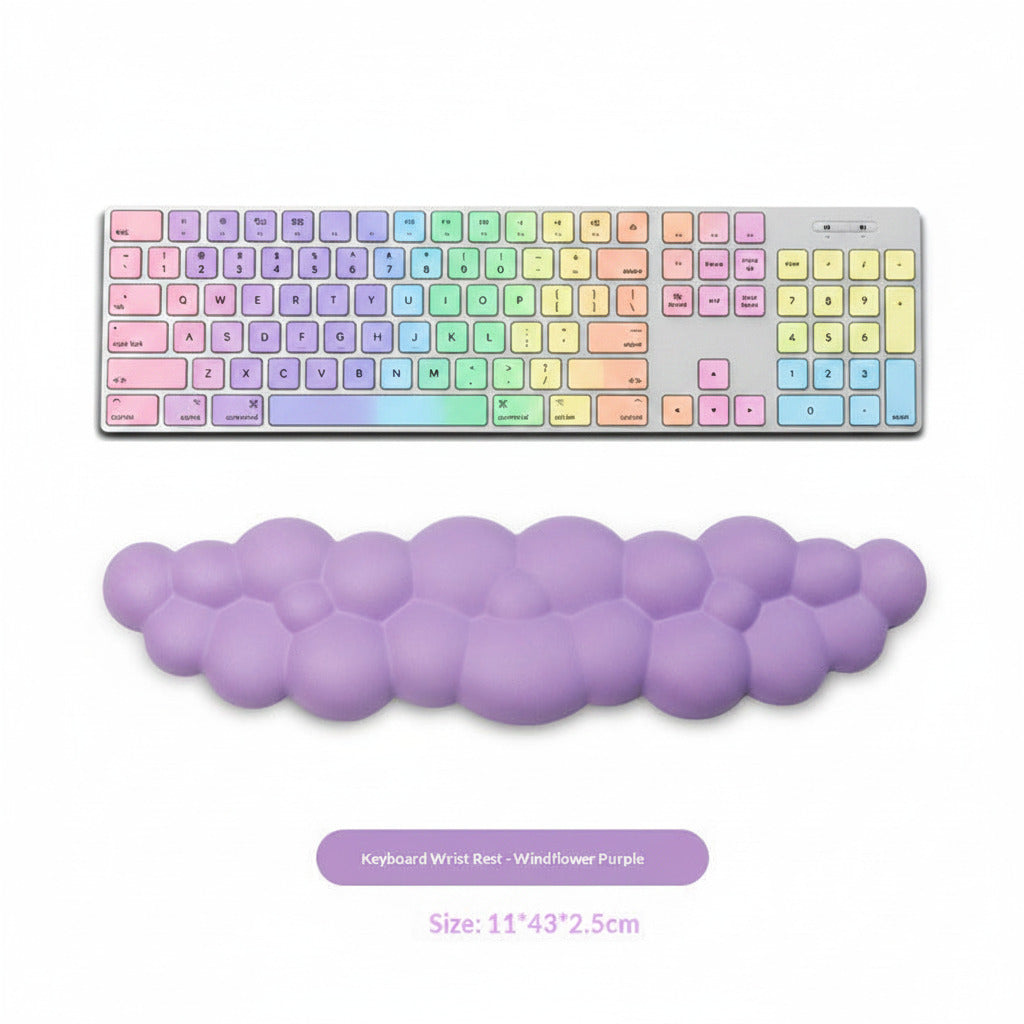 Keyboard wrist rest in windflower purple color on a white background