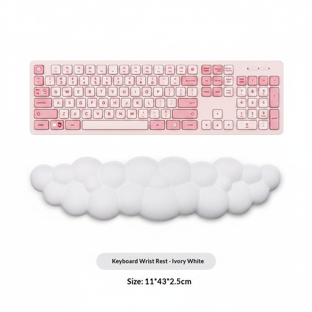 Keyboard wrist rest on a white background with product details.